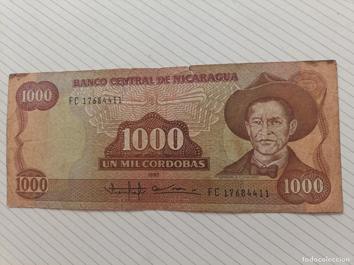 Billetes extranjeros: Nicaragua. 1000 c&oacute;rdobas de 1985