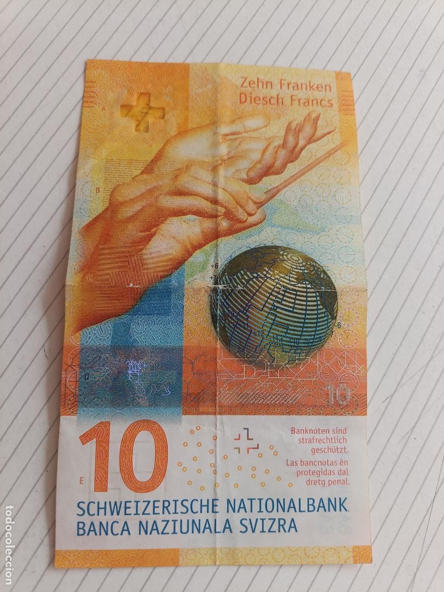 Billetes extranjeros: Suiza. 10 francos de curso legal