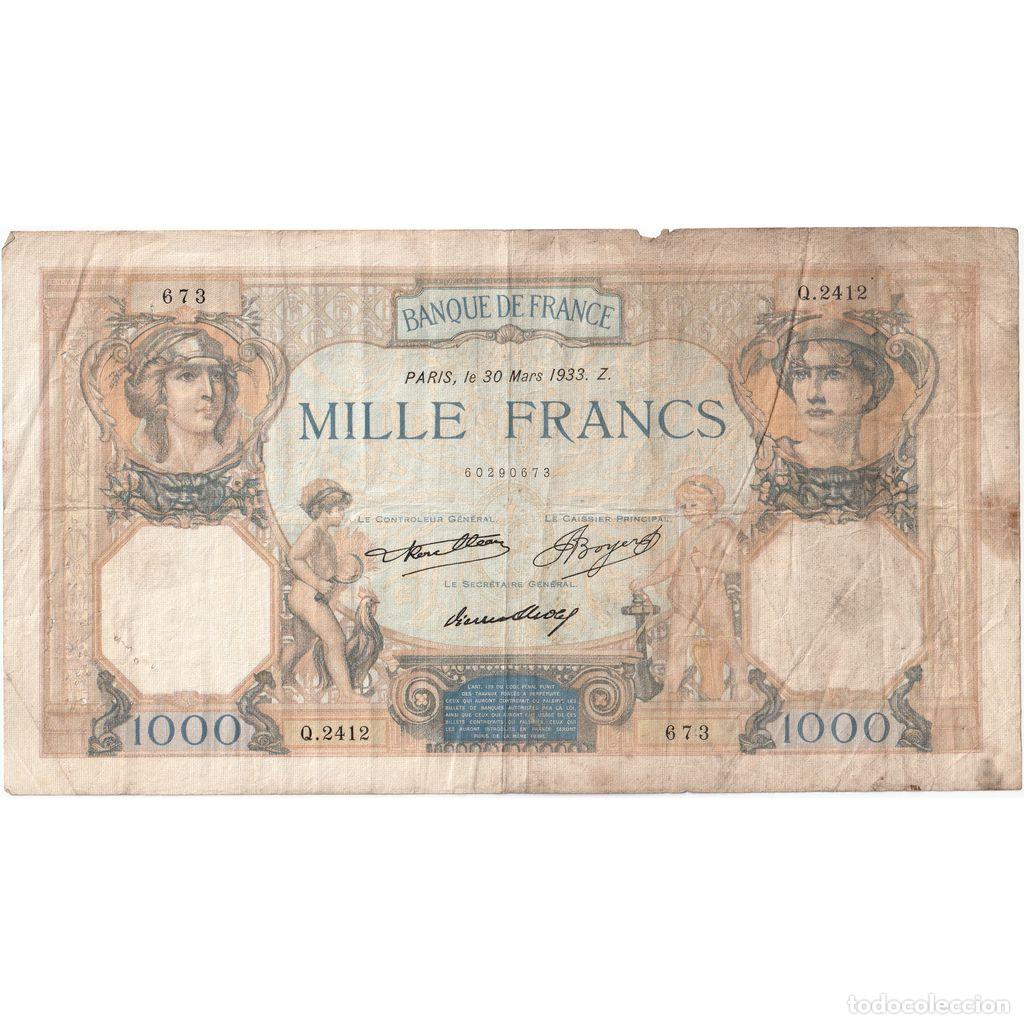 Billetes extranjeros: [#1294725] Francia, 1000 Francs, C&eacute;r&egrave;s et Mercure, 1933-03-30, Q.2412, BC