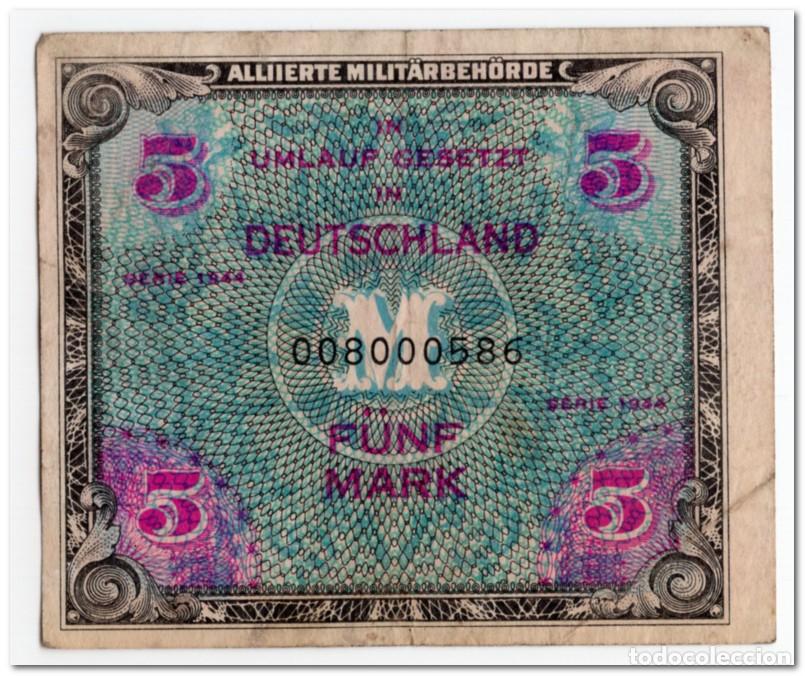 Billetes extranjeros: GERMANY,MILITARY PAYMENT,5 MARK,1944,P.193b,FINE