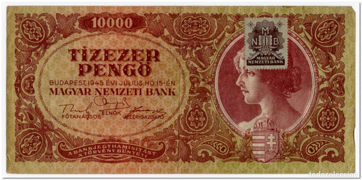 Billetes extranjeros: HUNGARY,10 000 PENGO,1945,P.119b,VF+