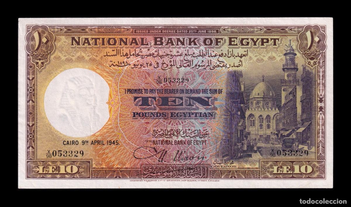 Billetes extranjeros: Egipto 10 Libras 1945 Pick 23b Ebc Xf