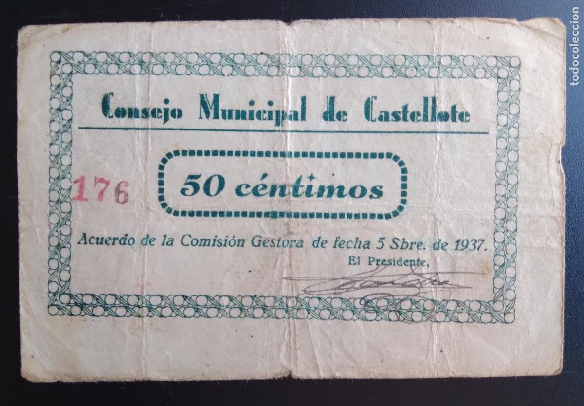 Billetes extranjeros: CASTELLOTE *1937*50 CTS N&deg; 176