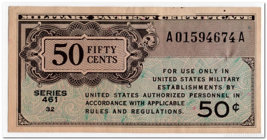 Billetes extranjeros: UNITED STATES,MILITARY PAYMENT CERTIFICATE,50 CENTS,1946,P.M4,VF+