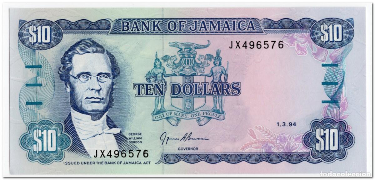 Billetes extranjeros: JAMAICA,10 DOLLARS,1994,P.71e,UNC