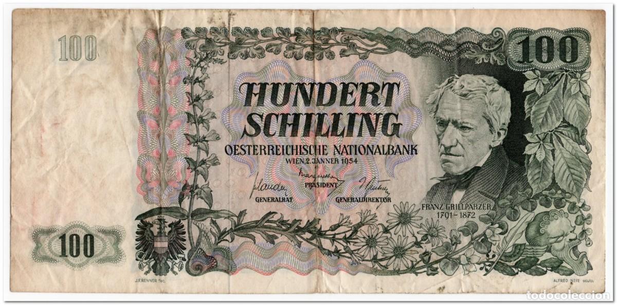 Billetes extranjeros: AUSTRIA,100 SHILLING,1954,P.133,F-VF