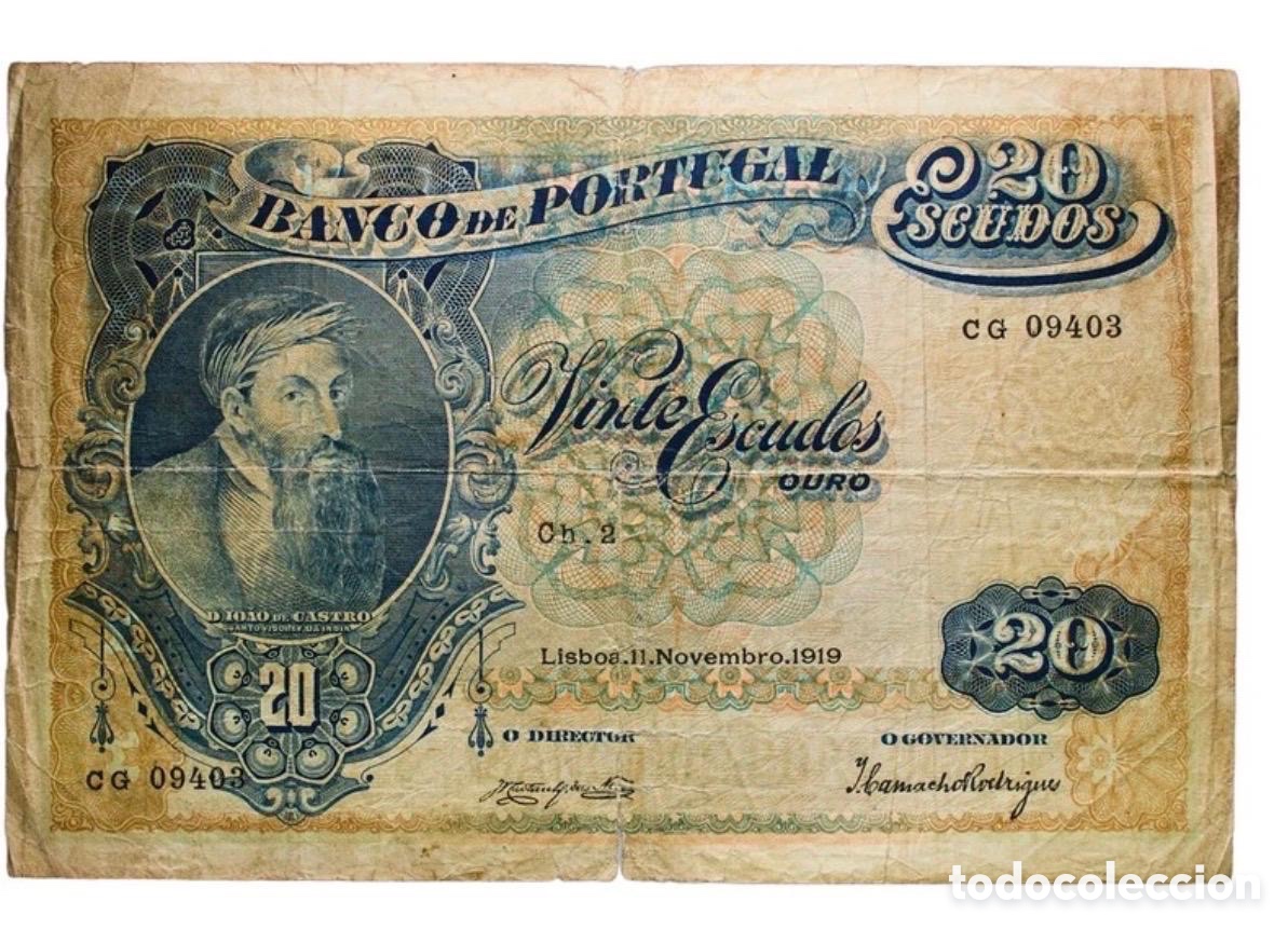 Billetes extranjeros: Banco de Portugal 20 escudos 1919