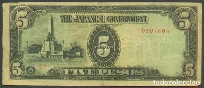 International Banknotes: FILIPINAS. Ocupacion japonesa II G.M. 5 pesos (1942-1943).