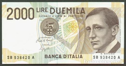 Billetes extranjeros: ITALIA. 2000 lire 3.10.1990. Marconi.