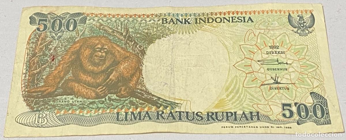 Billetes extranjeros: Billete 1999. 500 Rupias. Indonesia. P-128h. Orangut&aacute;n. MBC