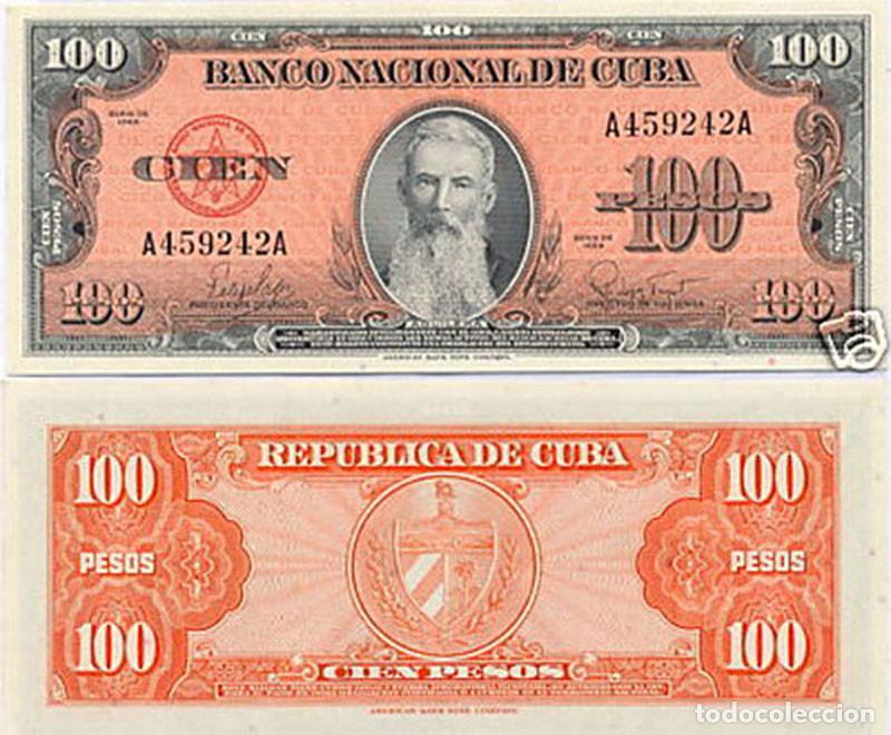 Internationale Banknoten: BILLETE CUBA - 100 PESOS - 1959 - AGUILERA - PICK # 93 - PLANCHA