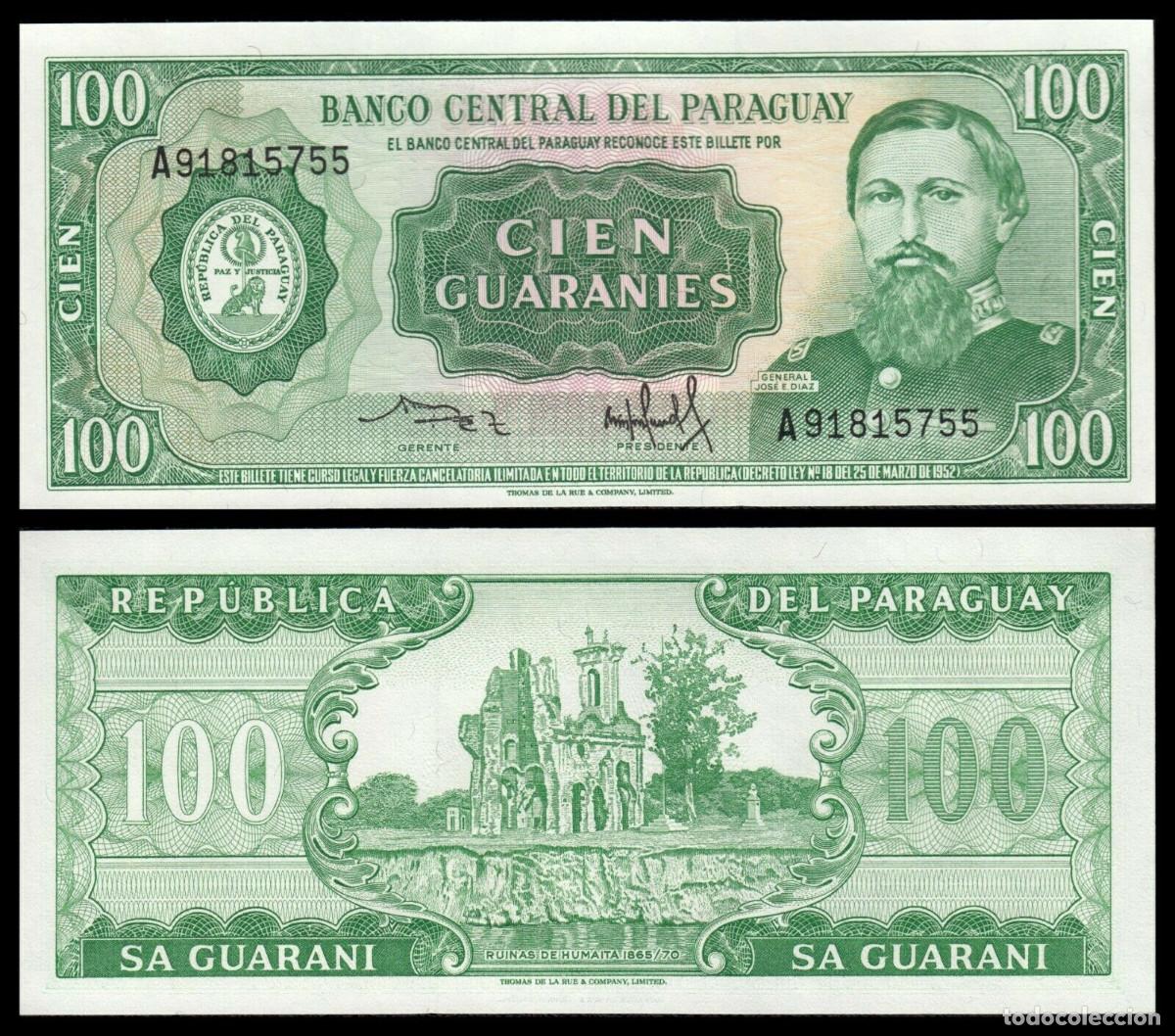 Internationale Banknoten: BILLETE PARAGUAY - 100 GUARANIES - 1952 - PICK # 199 - PLANCHA