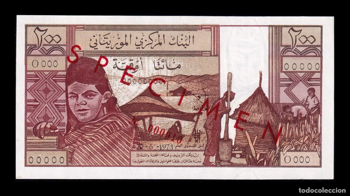 Billetes extranjeros: Mauritania 200 Ouguiya 1973 Pick 2s Specimen Sc Unc