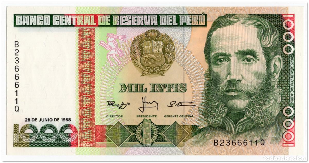 Billetes extranjeros: PERU,1000 INTIS,1988,P.136b,UNC