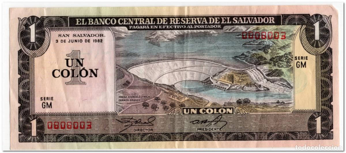 Billetes extranjeros: EL SALVADOR,1 COLON,1982,P.133A,VF
