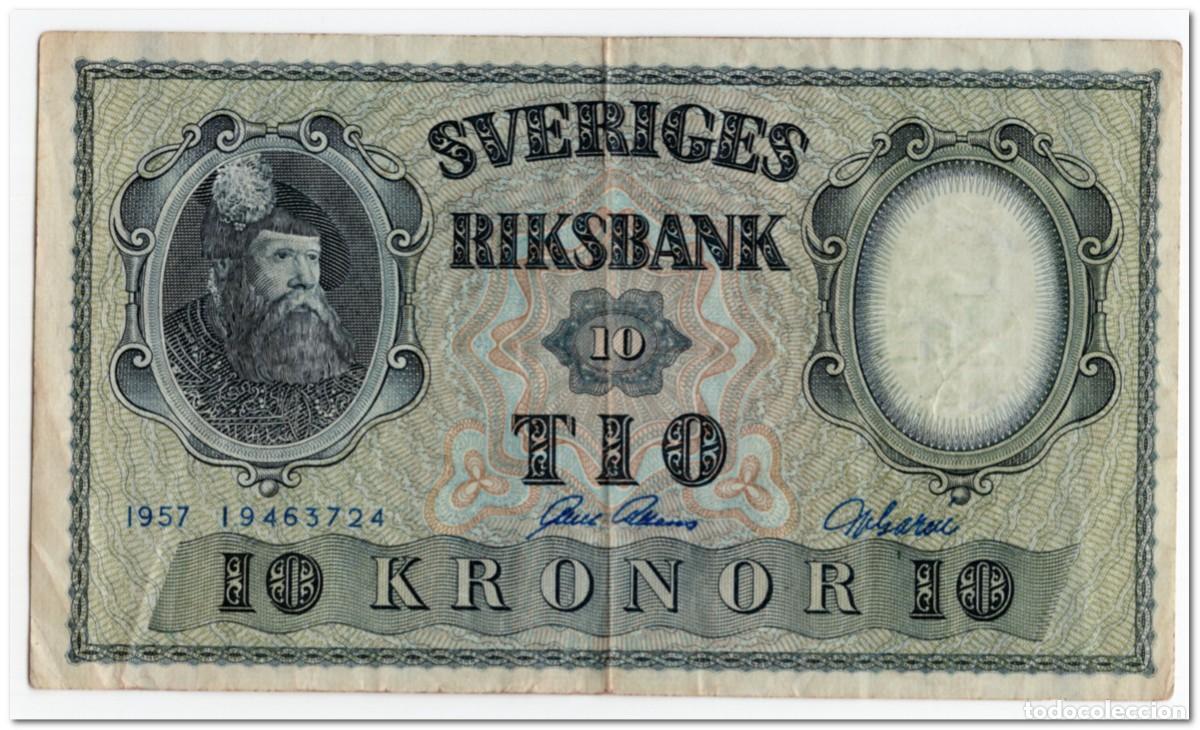 Billetes extranjeros: SWEDEN,10 KRONOR,1957,P.43,VF