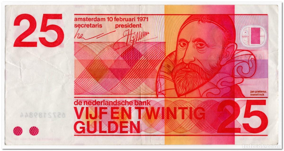 Billetes extranjeros: NETHERLANDS,25 GULDEN,1971,P.92a,VF
