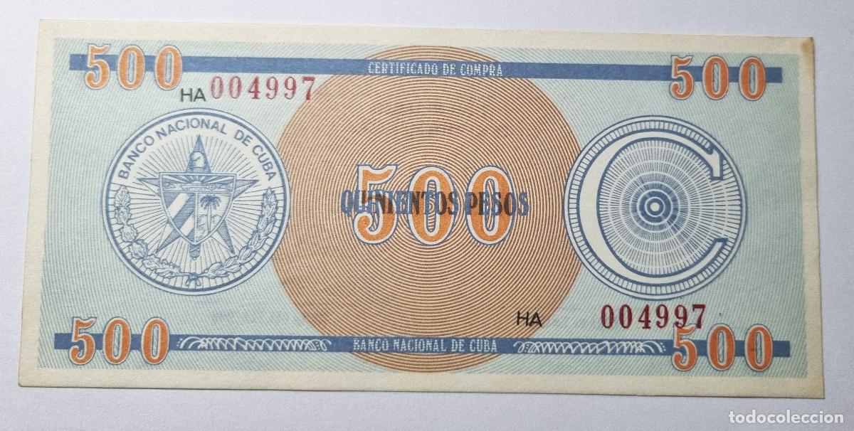 Billetes extranjeros: BILLETE CUBA 500 PESOS CERTIFICADO DE DIVISA, SERIE C.