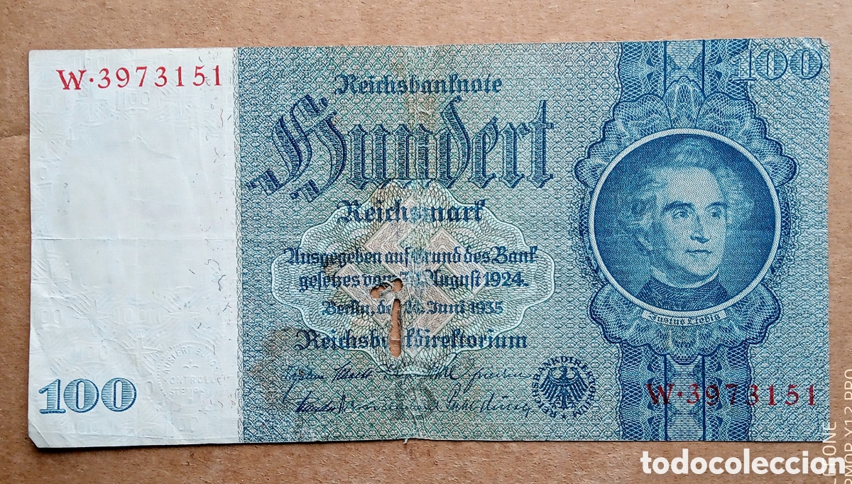 Billetes extranjeros: Alemania - 100 marcos 1935 - W3973151 - agujereado.