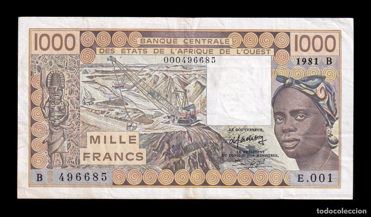 Billetes extranjeros: Estados de &Aacute;frica Occidental Ben&iacute;n 1000 Francos 1981 Pick 207Bb Mbc/Ebc Vf/Xf