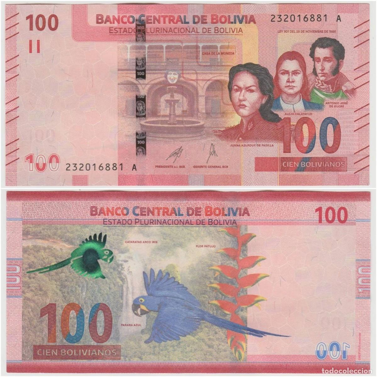 Billetes extranjeros: BOLIVIA 100 Bolivianos 2024 n/s 232016881A Sin Circular (el de la foto)