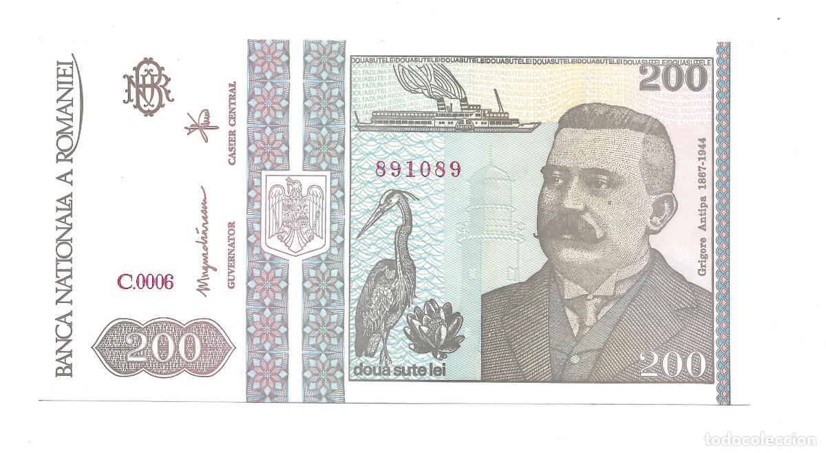 Billetes extranjeros: Billete de 200 Lei de Ruman&iacute;a 1992 UNC.