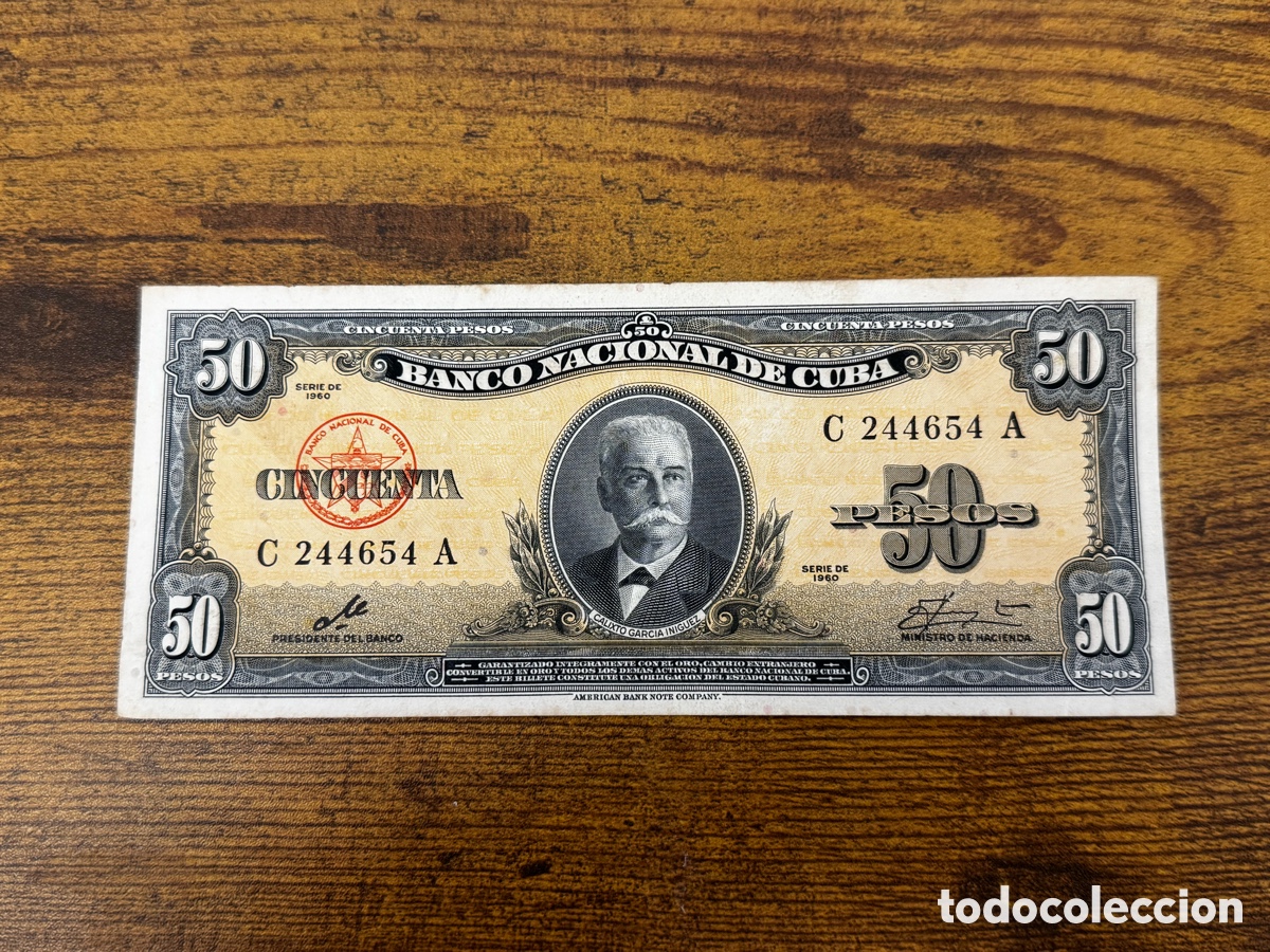 Billetes extranjeros: Billete de 50 pesos 1960 Cuba. Firma Che Guevara. Circulado en muy buen estado