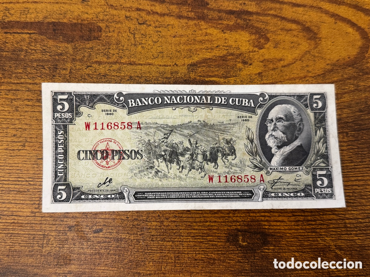 Billetes extranjeros: Billete de 5 pesos 1960 Cuba. Firma Che Guevara. Circulado en buen estado