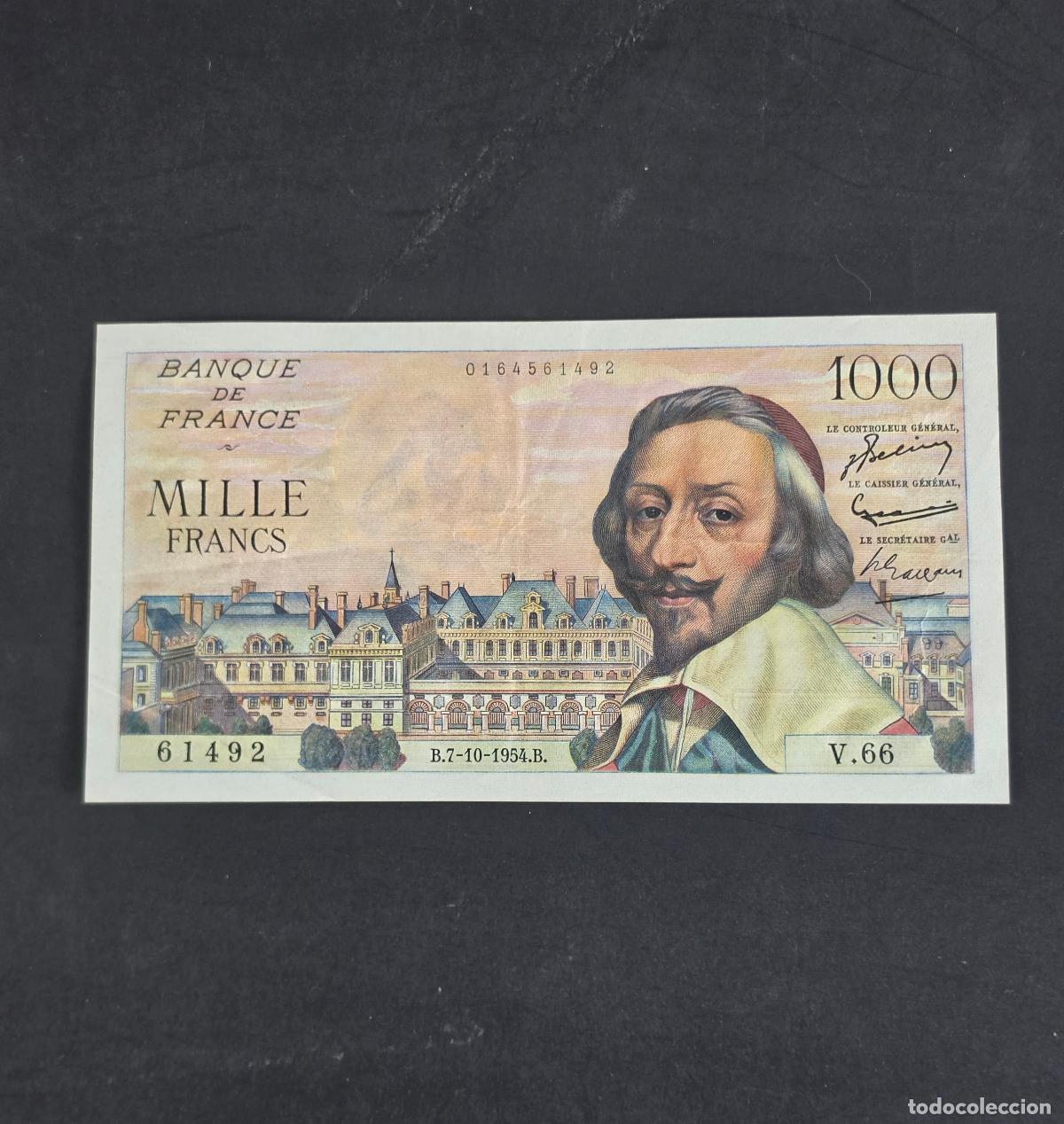 Billetes extranjeros: 1.000 francos Richelieu Francia 1954