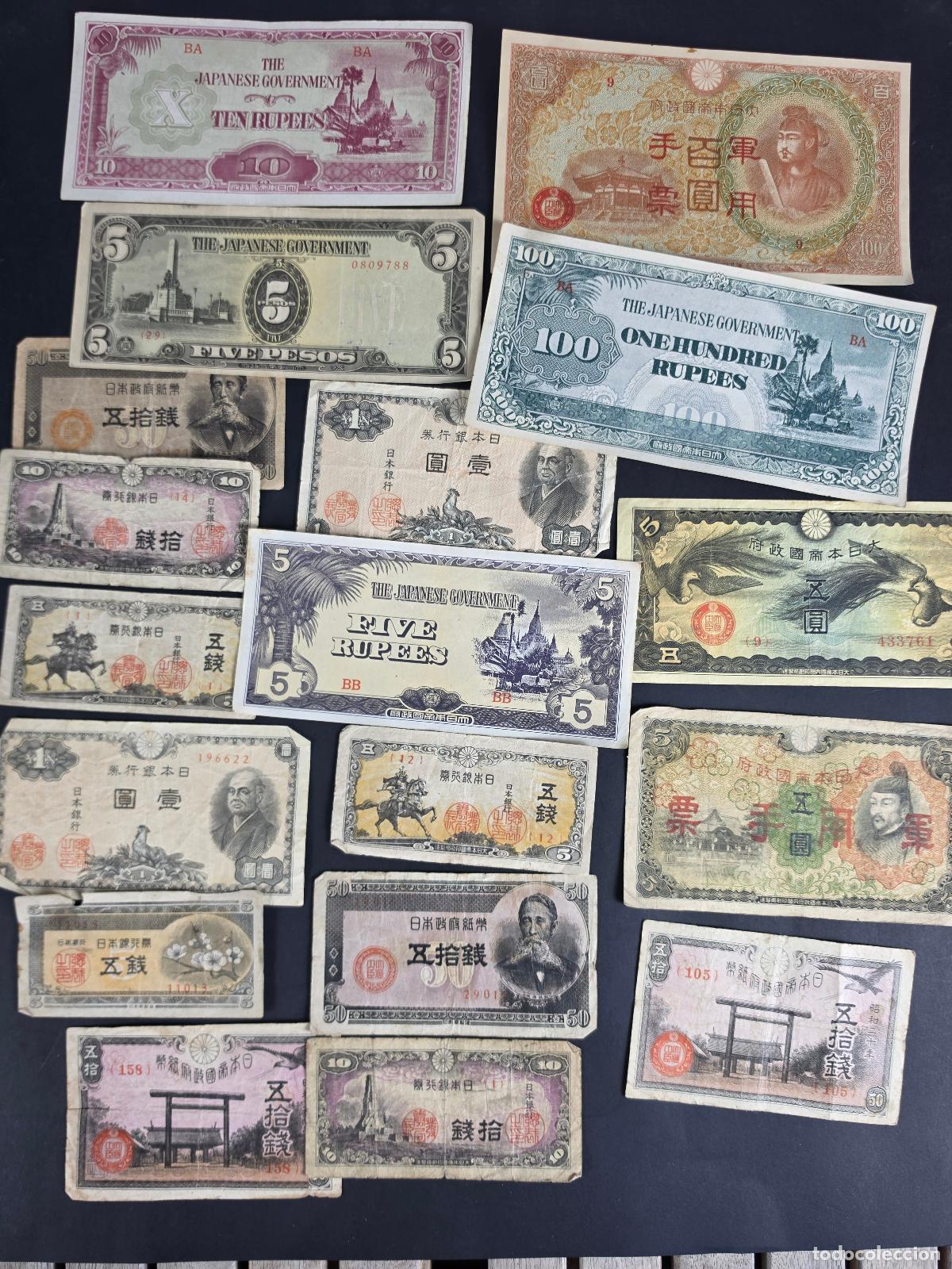 Billetes extranjeros: Lote 18 billetes japoneses