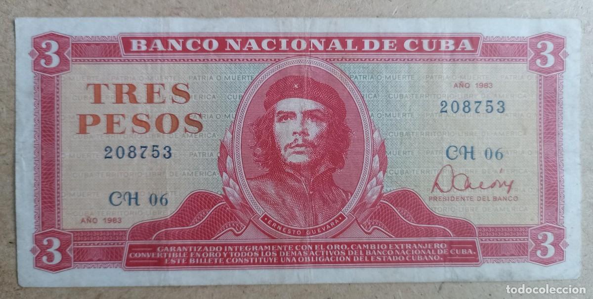 Internationale Banknoten: Billete del Che Guevara 3 pesos de 1983 (Banco Nacional de Cuba)