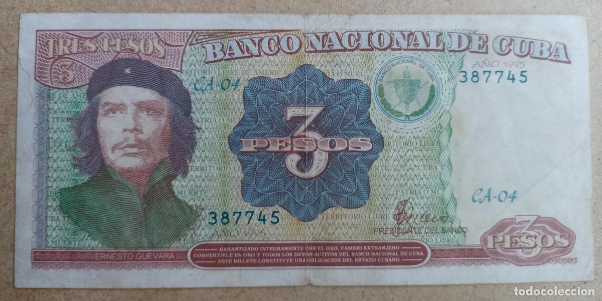Internationale Banknoten: Billete del Che Guevara 3 pesos de 1995 (Banco Nacional de Cuba)