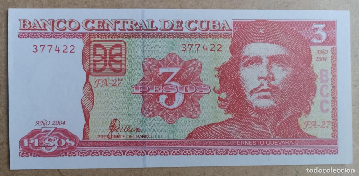Internationale Banknoten: Billete del Che Guevara 3 pesos del 2004 (Banco Central de Cuba)
