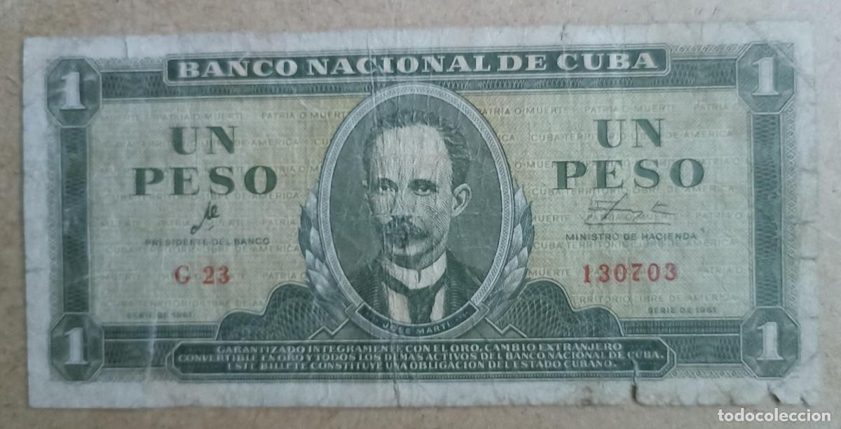 Billetes extranjeros: Billete Banco Nacional de Cuba 1 peso firma de Ernesto Che Guevara de 1961