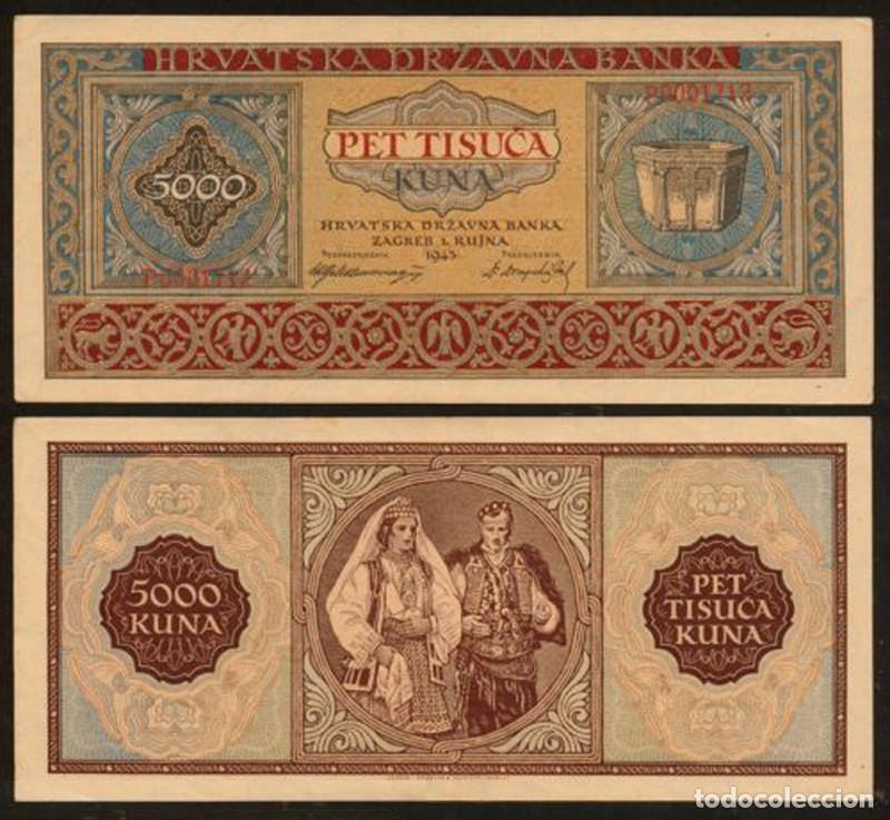 Internationale Banknoten: BILLETE CROACIA - 5000 KUNA - 1943 - PICK#13 - PLANCHA