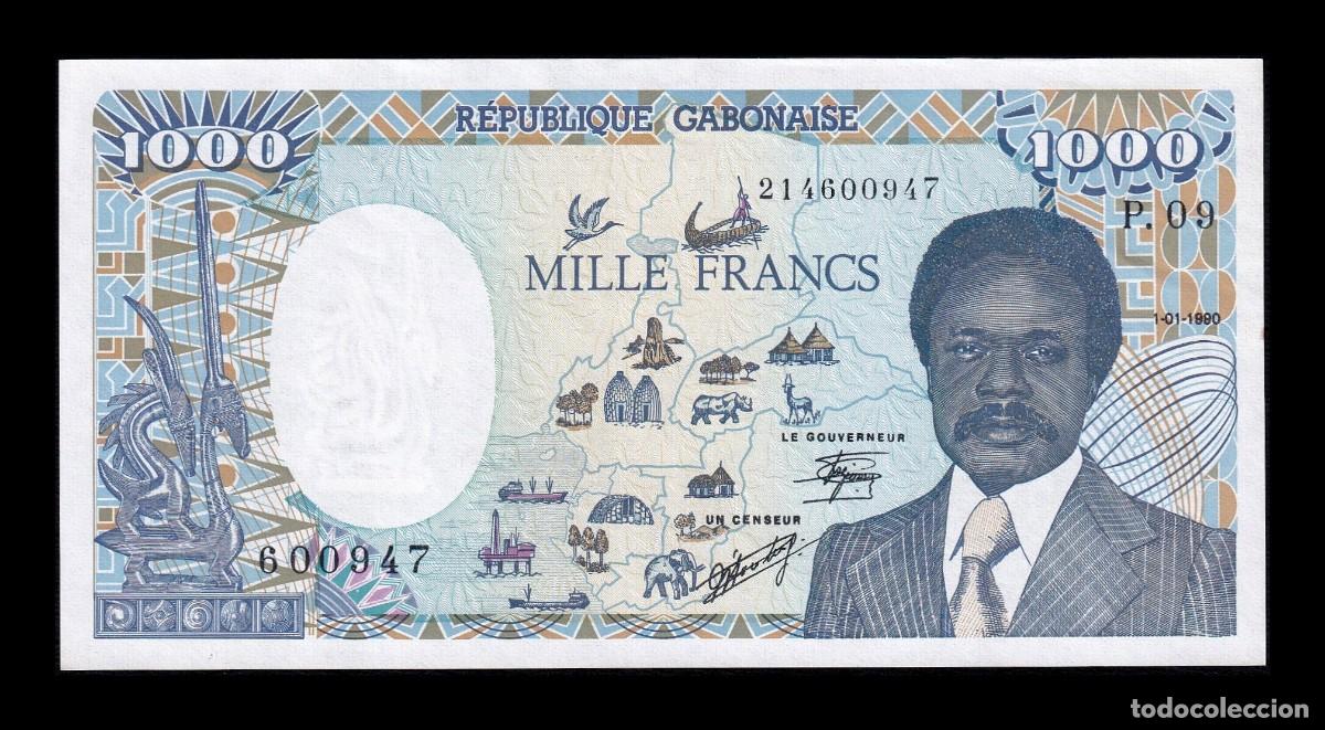 Billetes extranjeros: Gabon 1000 Francs Hadi Omar Bongo Ondimba 1990 Pick 10a Sc- aUnc