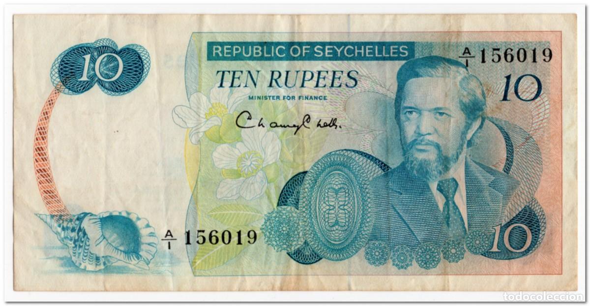 Billetes extranjeros: SEYCHELLES,10 RUPEES,1976,P.19,VF