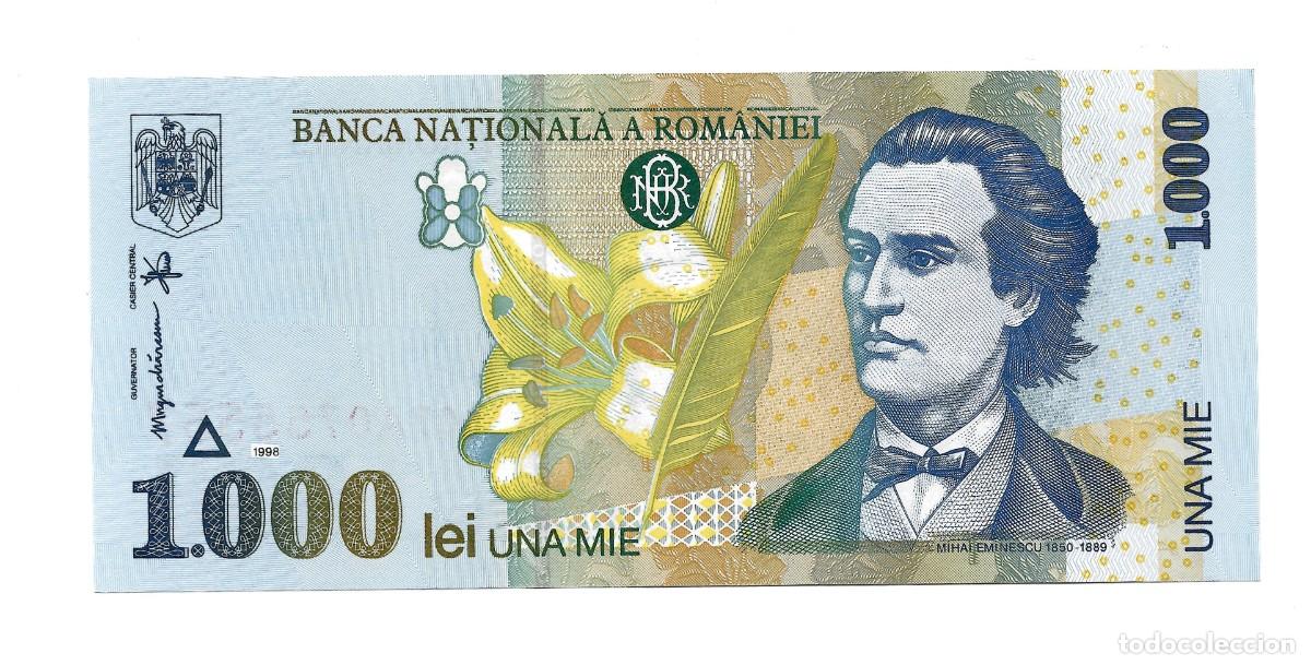 Billetes extranjeros: Billete de 1000 Lei de Rumania del a&ntilde;o 1998.
