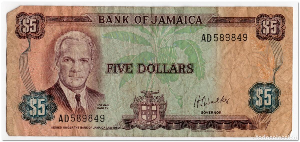 Billetes extranjeros: JAMAICA,5 DOLLARS,1976,P.61b,CIRCULATED