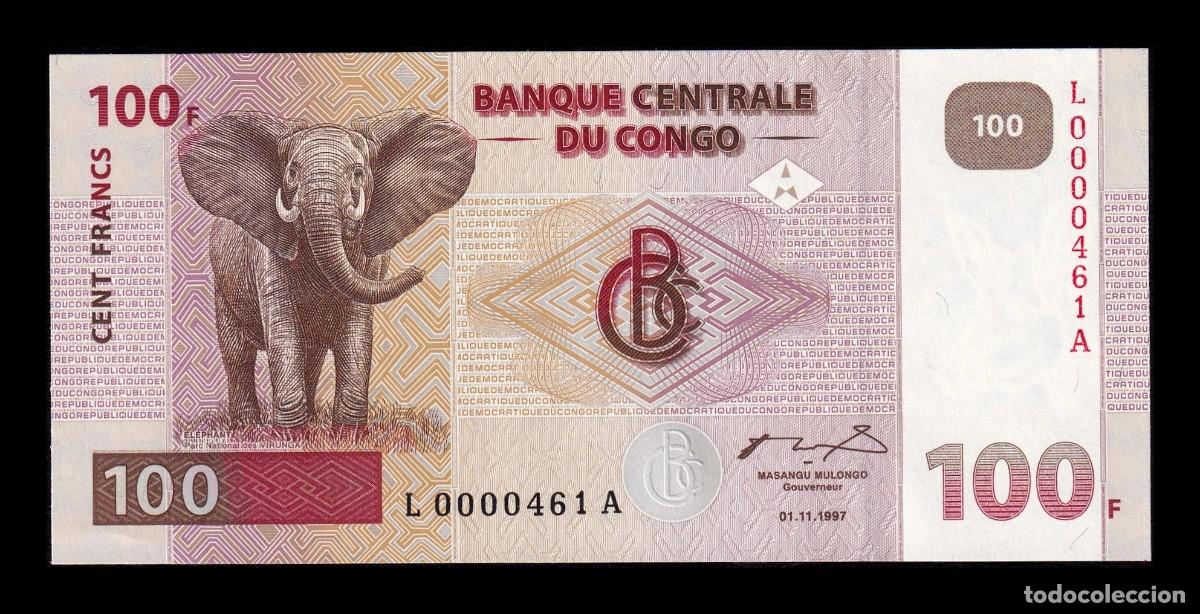 Billetes extranjeros: Congo Rep&uacute;blica Democr&aacute;tica 100 Francos 1997 Pick 90 Sc Unc