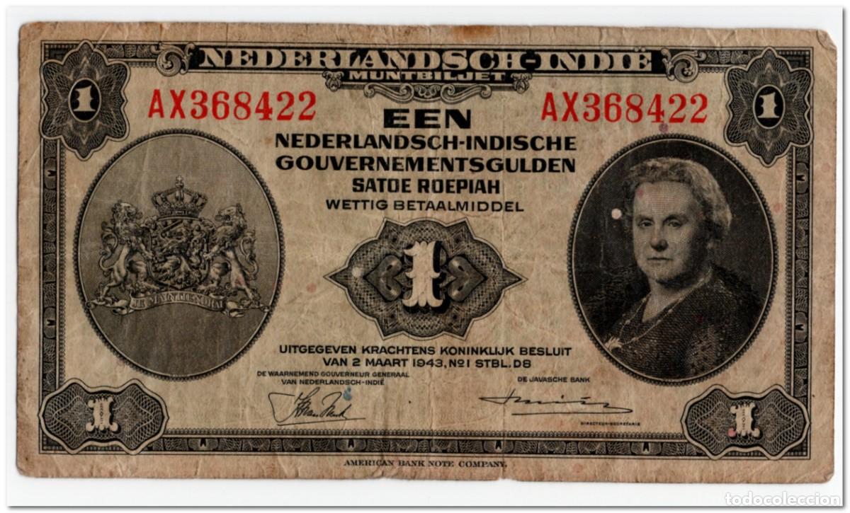 Billetes extranjeros: NETHERLANDS INDIES,1 GULDEN,1943,P.111,FINE