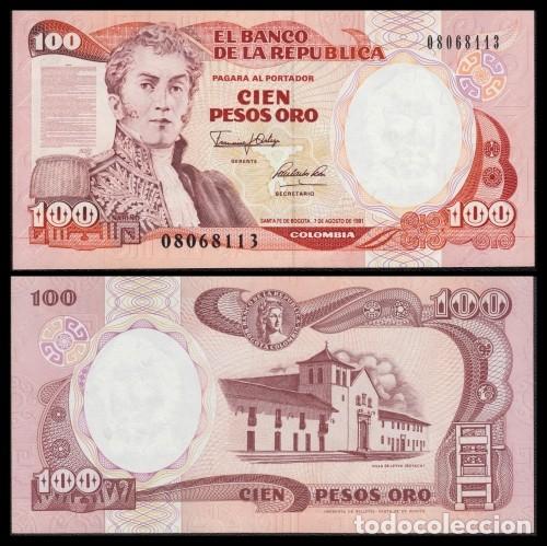 Billetes extranjeros: Colombia 426A 100 Pesos 7-8-1991 Pick 426A Unc