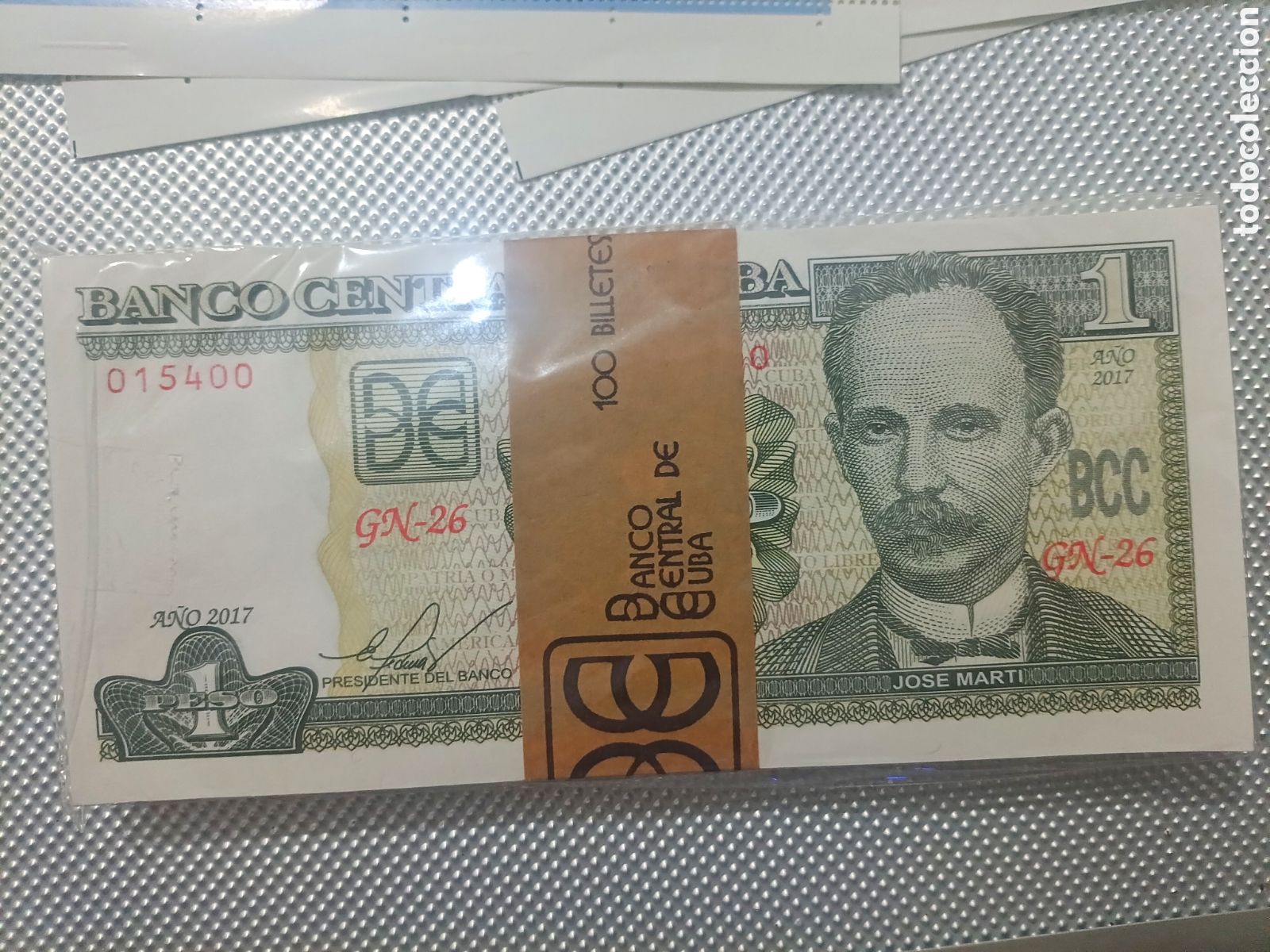 Billetes extranjeros: Taco x 100 Billetes CUBA 1 Peso 2017 SC. Fajo / Bundle