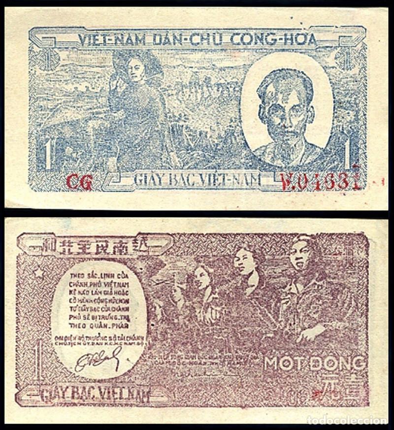 Notas Internacionais: BILLETE VIETNAM DEL NORTE - 1 DONG - 1948 - HO CHI MIN - PLANCHA