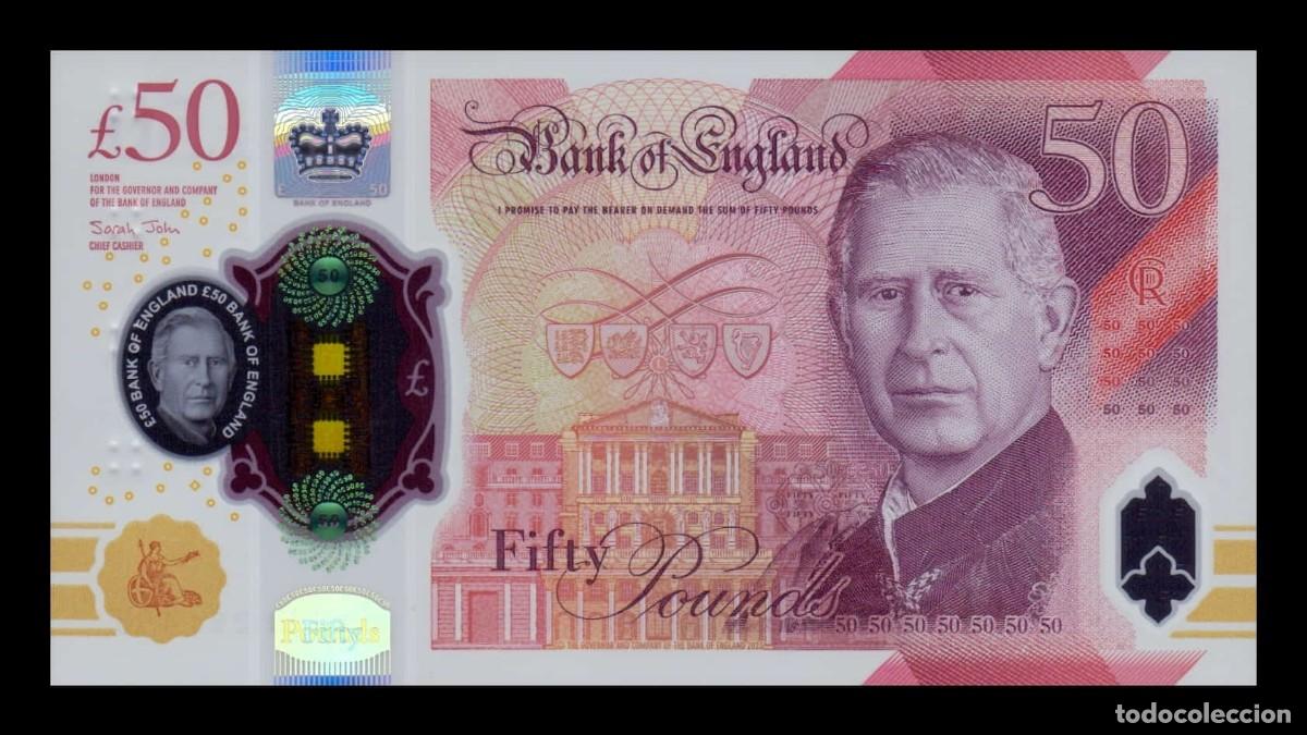 Billetes extranjeros: Gran Breta&ntilde;a 50 Libras Carlos III 2023 (2024) Pick 401 Nuevo Pol&iacute;mero Sc Unc