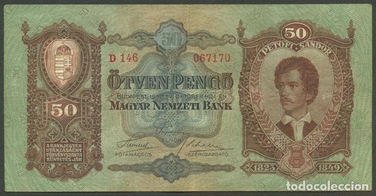 Billets internationaux: HUNGRIA. 50 pengo 1932. Pick 99.