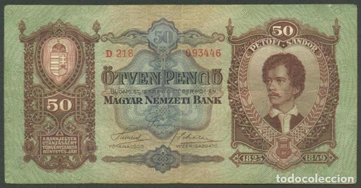 Billets internationaux: HUNGRIA. 50 pengo 1932. Pick 99.