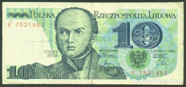 Notas Internacionais: POLONIA. 10 zlotych 1982. Pick 148.
