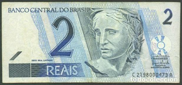 Billetes extranjeros: BRASIL (BRAZIL). 2 reales (reais). Ver firmas. Fauna, tortuga.
