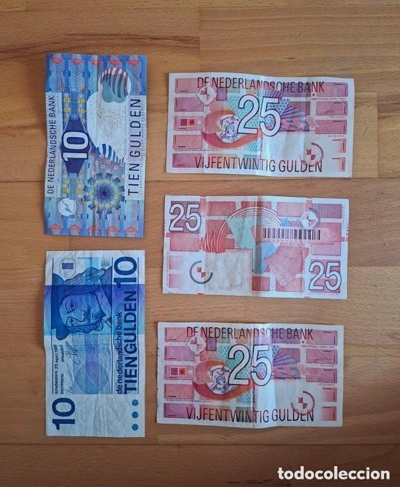 Internationale Banknoten: Pa&iacute;ses Bajos. 5 Billetes Gulden 1968-1997